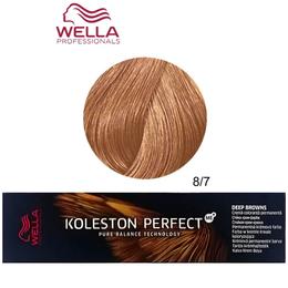 Vopsea crema permanenta - wella professionals koleston perfect me+ deep browns, nuanta 8/7 blond deschis castaniu