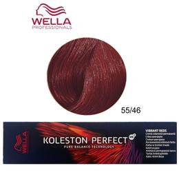 Vopsea crema permanenta - wella professionals koleston perfect me+ vibrant reds, nuanta 55/46 castaniu deschis intens rosu violet