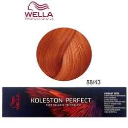 Vopsea crema permanenta - wella professionals koleston perfect vibrant reds, nuanta 88/43 blond deschis intens rosu auriu