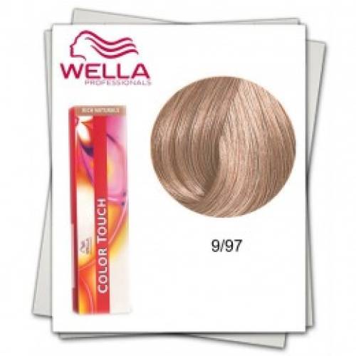 Vopsea fara amoniac - wella professionals color touch nuanta 9/97 blond luminos perlat castaniu