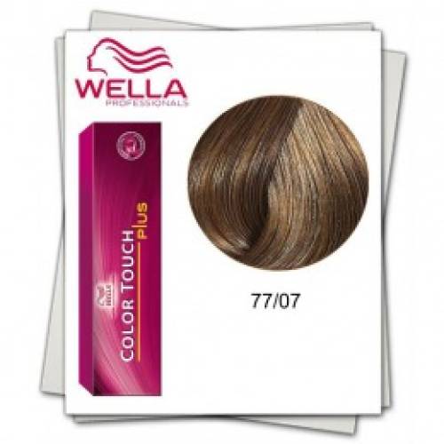 Vopsea fara amoniac - wella professionals color touch plus nuanta 77/07 blond mediu intens natural castaniu