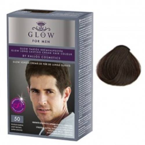 Vopsea permanenta pentru barbati - kallos glow for men long lasting cream hair colour nuanta 50 saten deschis