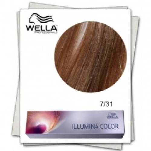 Vopsea permanenta - wella professionals illumina color nuanta 7/31 blond mediu auriu cenusiu