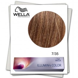 Vopsea permanenta - wella professionals illumina color nuanta 7/35 blond mediu auriu mahon