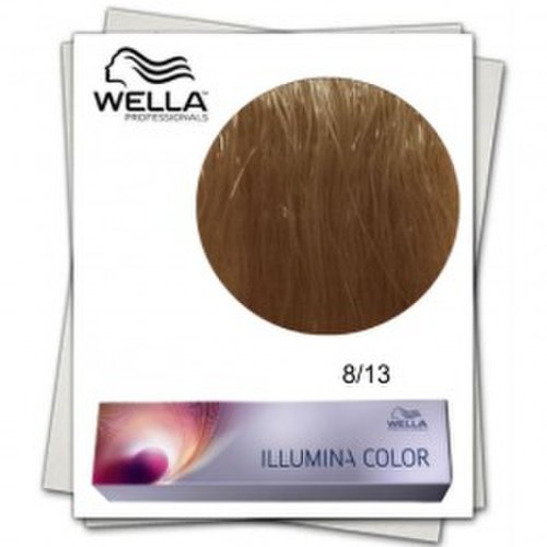 Vopsea permanenta - wella professionals illumina color nuanta 8/13 blond deschis cenusiu auriu