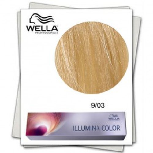Vopsea permanenta - wella professionals illumina color nuanta 9/03 blond luminos natural auriu