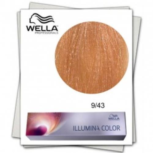 Vopsea permanenta - wella professionals illumina color nuanta 9/43 blond luminos aramiu auriu