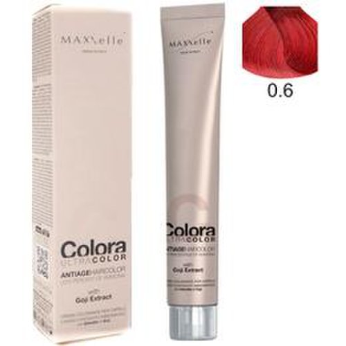 Vopsea profesionala cu extract de goji - maxxelle colora ultracolor antiage haircolor, nuanta 0.6 intensifier red