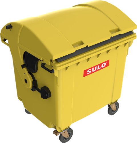 Eurocontainer din plastic 1100l galben cu capac rotund sulo - transport inclus