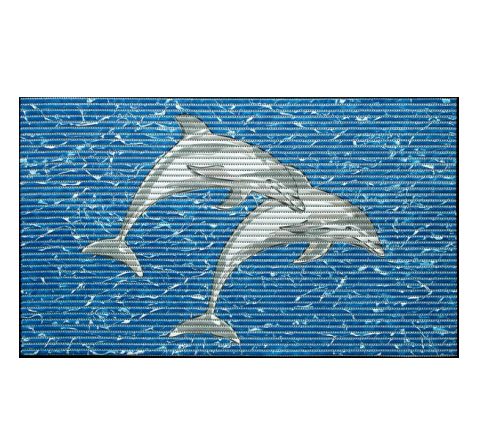 Covoras baie friedola delfini antiderapant albastru dreptunghiular din spuma pvc 48x80cm cod 77898