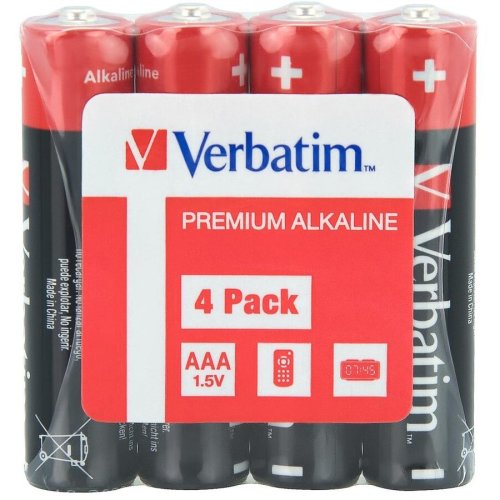 Baterie verbatim aaa (r3), 1.5v alcalina, 4 buc., shrink wrap