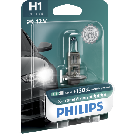 Philips Bec auto cu halogen pentru far h1 x-tremevision plus, 12v, 55w, 1 buc