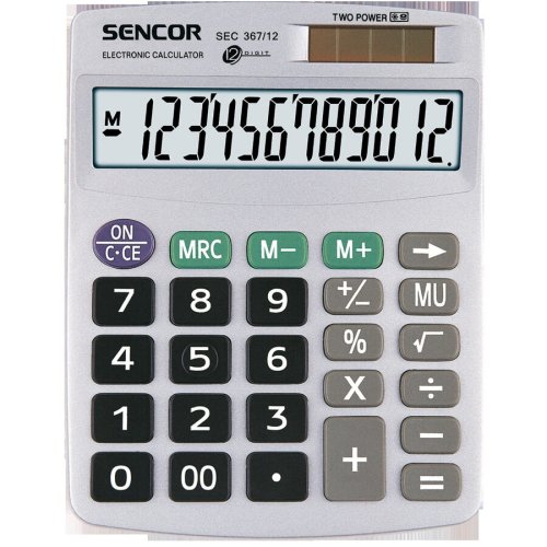 Calculator de birou sencor sec 367/12, afisaj 12 cifre, gri