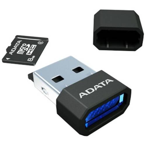 Card reader a-data v3, microsd-sdhc, usb2, negru cu led albastru