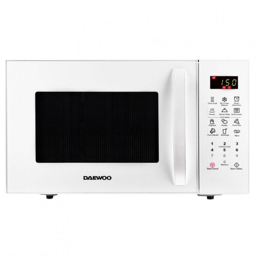 Cuptor cu microunde daewoo kor-91rbw-1, 23 l, 900 w, display led, 10 programe predefinite, functie ceas, program popcorn, alb