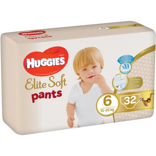 Scutece chilotel huggies elite soft pants mega marimea 6, 15-25 kg, 32 buc