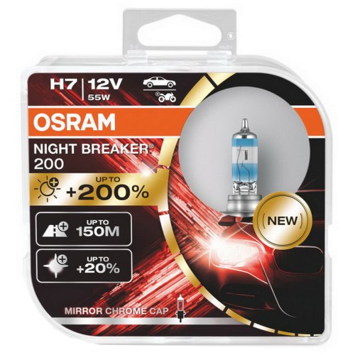 Osram Set 2 becuri auto halogen, night breaker laser 200, h7 12v 55w