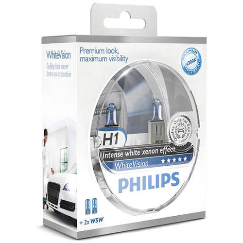 Philips Set 2 becuri h1 12v 55w white vision