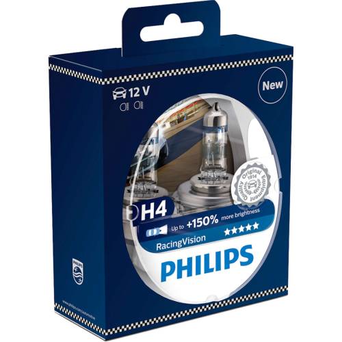 Philips Set 2 becuri h4 12v 60/55w racing vision