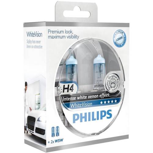 Philips Set 2 becuri h4 12v 60/55w white vision