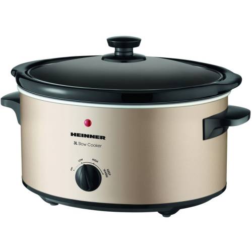Slow cooker hsck-c35cr, 3.5 l, vas ceramica, control mecanic, 2 setari temperatura, timer, auriu