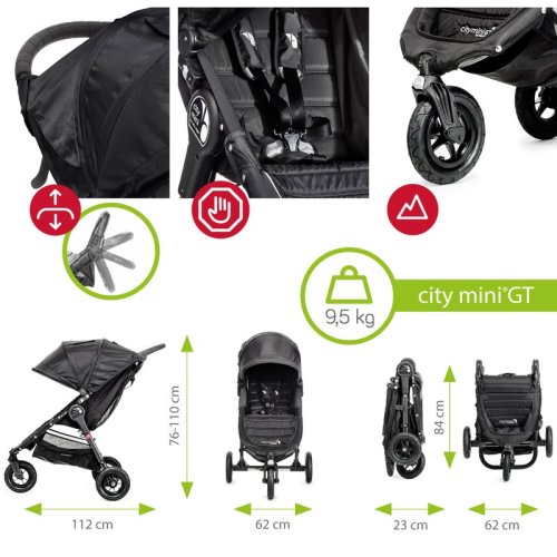 Baby jogger - carucior city mini gt sistem 2 in 1, black