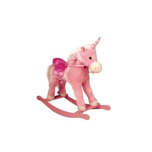 Balansoar calut din plus, cu melodii, platforma din lemn, high hope, 74 x 30 x 64 cm, pink unicorn