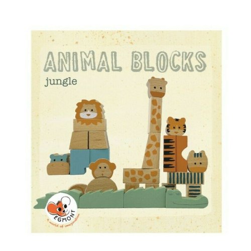Egmont toys - animalele junglei din cuburi de lemn natur,