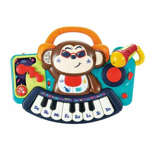 Jucarii Bebe Hola - jucarie muzicala pianina bebe maimutica dj , cu sunete, cu lumini, multicolor