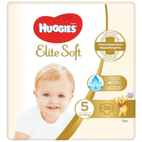 Huggies - elite soft (nr 5) jumbo 28 buc, 12-22 kg