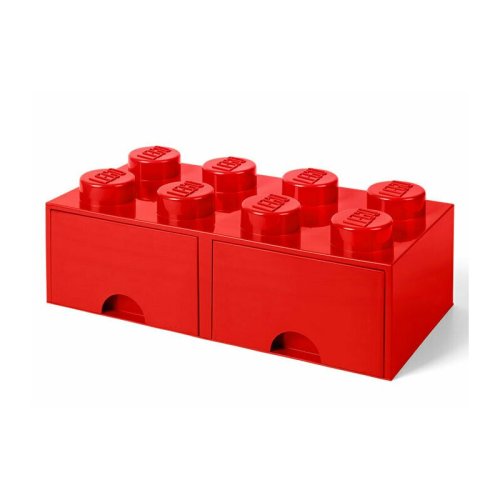 Lego - cutie depozitare 2x4 cu sertare rosu