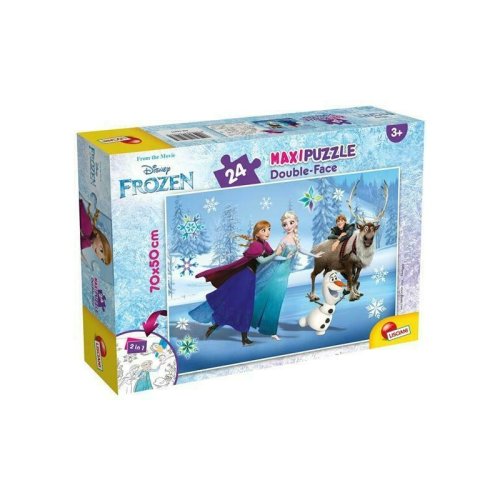 Lisciani - puzzle personaje frozen la patinoar maxi, cu desen de colorat puzzle copii, piese 24