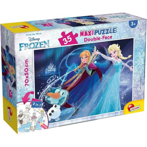 Lisciani - puzzle personaje frozen maxi, cu desen de colorat puzzle copii, piese 35