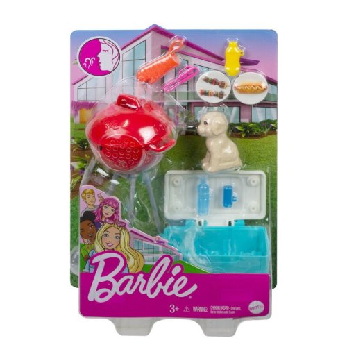 Mattel - barbie set mobilier exterior casa barbie gratar cu accesorii