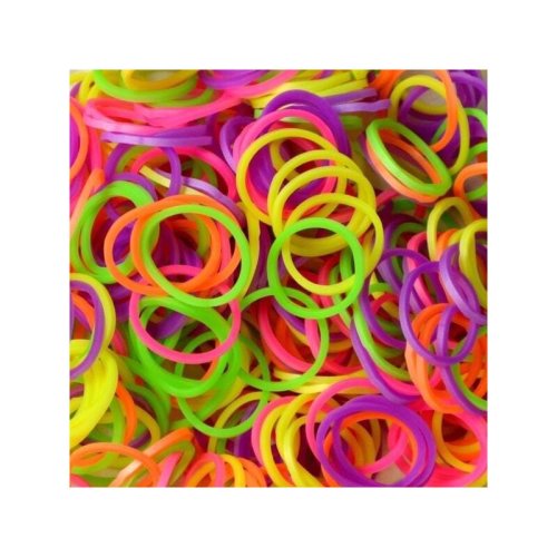 Rainbow loom - elastice neon 300 buc, mix