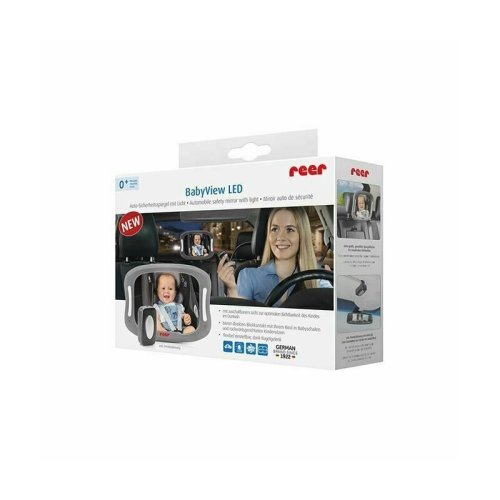 Reer - oglinda de siguranta auto cu led pentru monitorizare bebelusi, prindere pe tetiera, babyview 86101