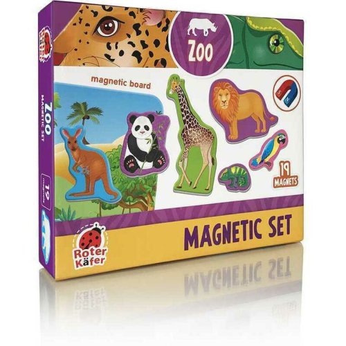 Roter kafer - jucarie magnetica animale de la zoo 19 piese, cu plansa magnetica inclusa