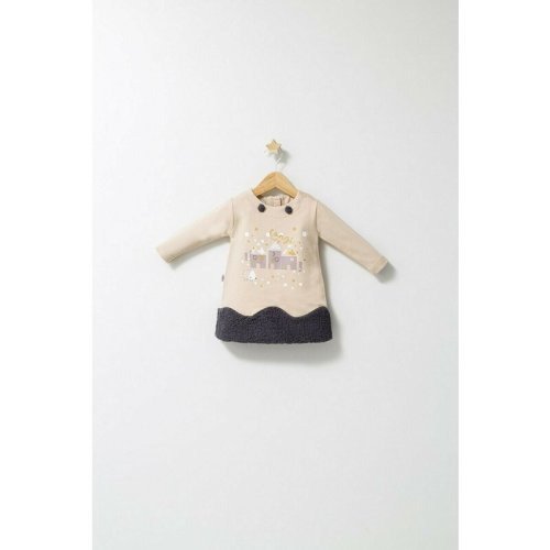 Tongs baby - rochita cu volan pentru fetite fun penguin, (culoare: crem, marime: 24-36 luni)