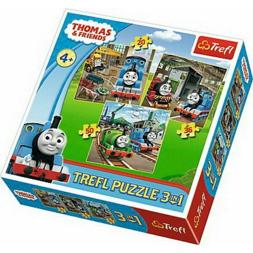 Trefl - puzzle personaje thomas intra in actiune , puzzle copii , 3 in 1, piese 103