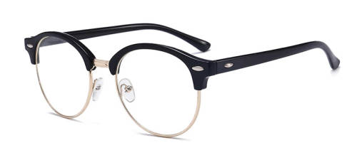 Ochelari - rame cu lentile transparente clubmaster retro rotunde negre - argintiu