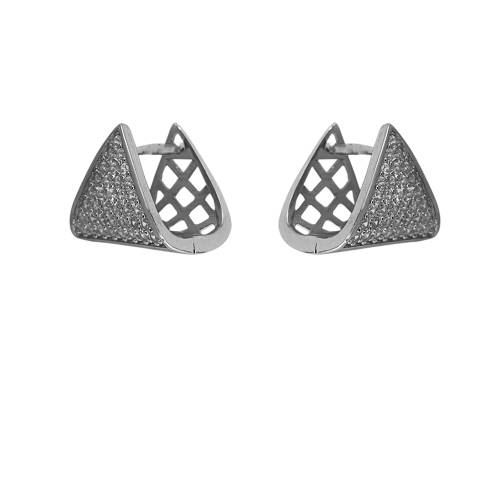 Cercei argint triunghi cu zirconii