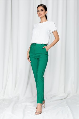 Pantaloni ladonna by dyfashion verzi cu inchidere in fata discreta