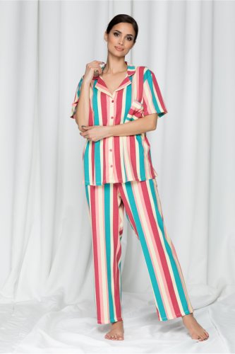 Pijama clarisa cu pantaloni lungi si dungi verticale