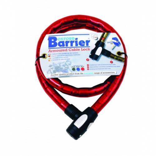 Oxford Cablu armat cu lacat barrier 25mmx1.5m rosu