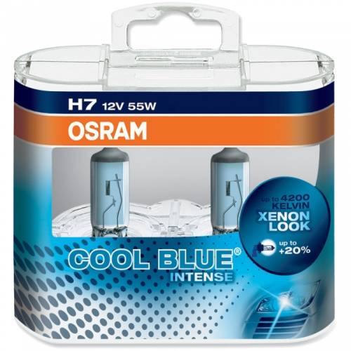 Set 2 becuri auto cu halogen pentru far osram h7 cool blue intense up to 20 12v 55w