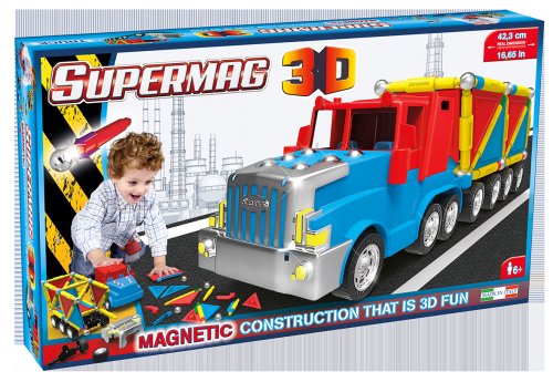 Jucarie cu magnet camion 126 piese 3d supermag