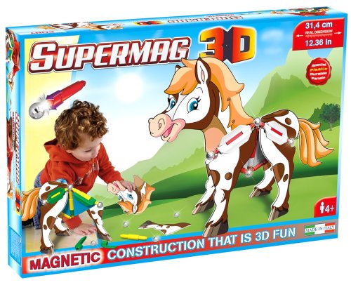 Jucarie cu magnet ponei 31 piese 3d supermag