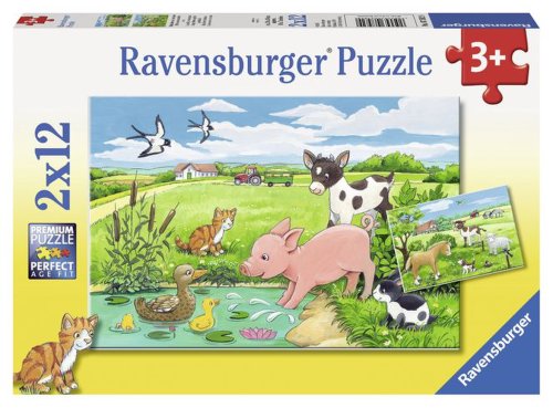 Puzzle animale la ferma 2x12 piese ravensburger