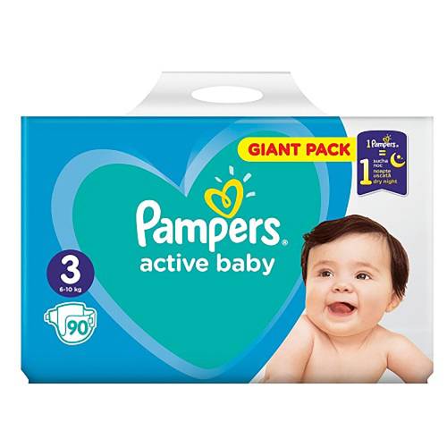 Scutece pampers active baby, giant pack, nr 3, 6-10 kg, 90 buc.