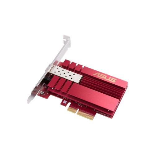 Asus 10g pcie network adapter; sfp+ port for optical fiber transmission and dac cable, hyper-fast 10gbps, built-in cooling, built-in qos technology, direct-attach copper (dac), with spf+ cage.